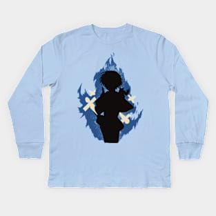 Seika Lamprogue Fire Aura with His Shikigami from The Reincarnation of the Strongest Exorcist in Another World or Saikyou Onmyouji no Isekai Tenseiki in Cool Simple Silhouette Kids Long Sleeve T-Shirt